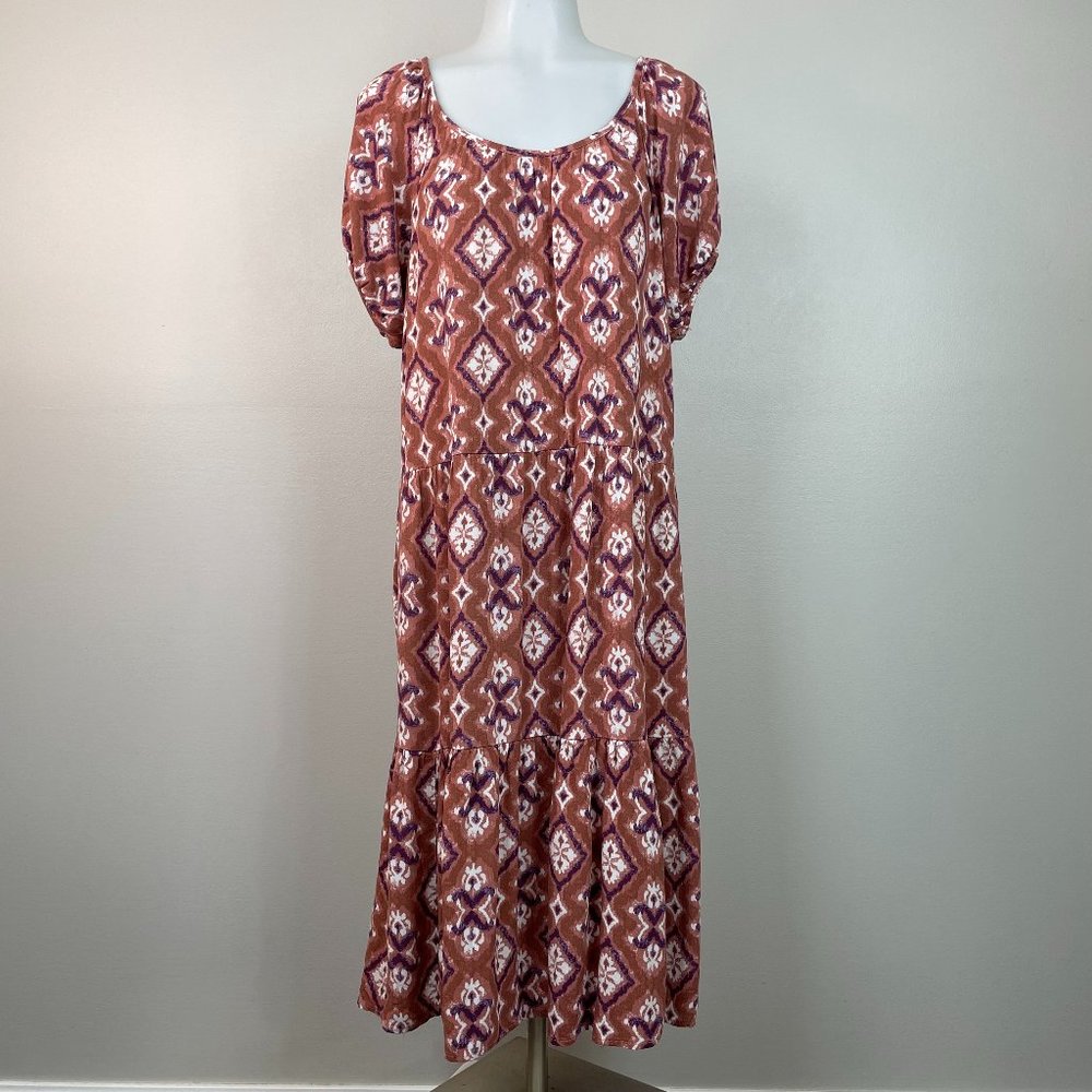Knox Rose Midi Dress XS Tiered Short Sleeve Boho Women's